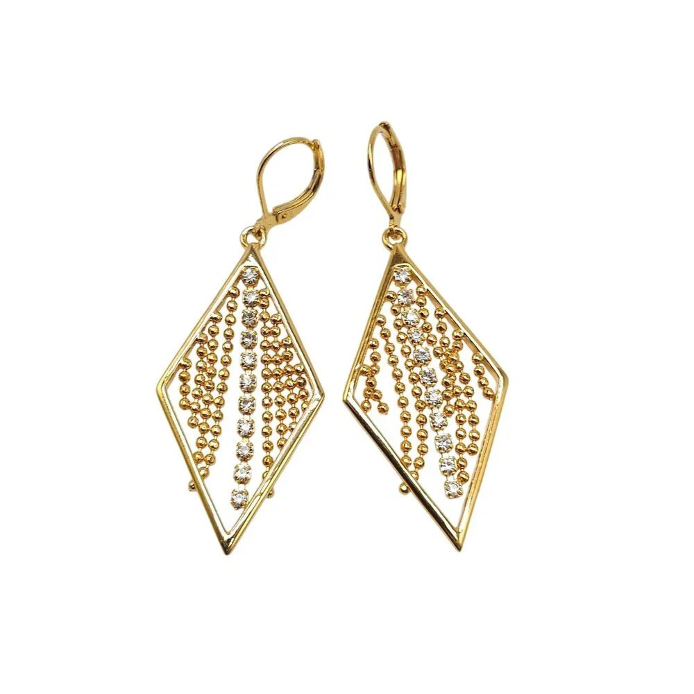 Joan Rivers Gold-Tone Latchback Earrings With Rhinestones Dangle Bead Detail